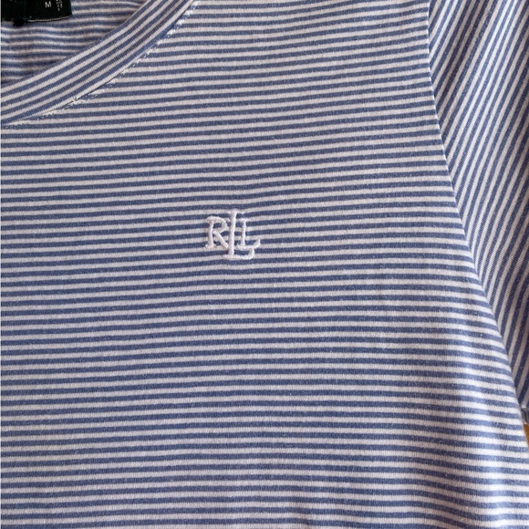 Lauren Ralph Lauren Blue and White Striped Cotton Pajama Set Size Medium - Picture 2 of 6